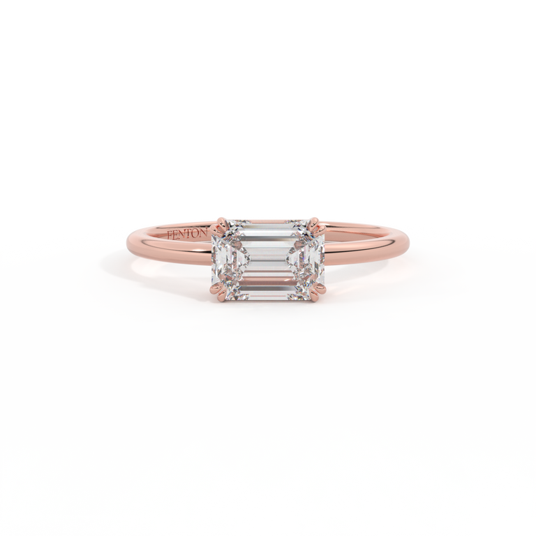 Lab Grown Diamond Solitaire Emerald Cut 18k Rose Gold Ring