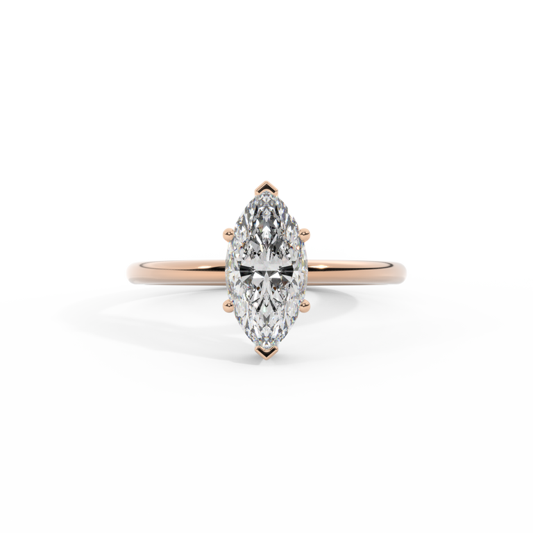 Lab Grown Diamond Solitaire Marquise Cut 18k Rose Gold Ring