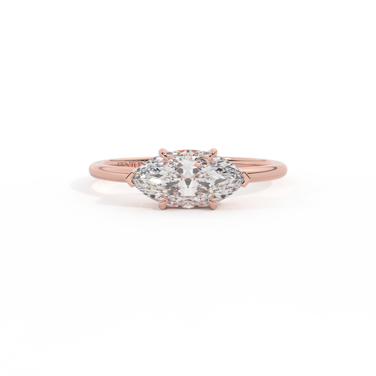 Lab Grown Diamond Solitaire Marquise Cut 18k Rose Gold Ring