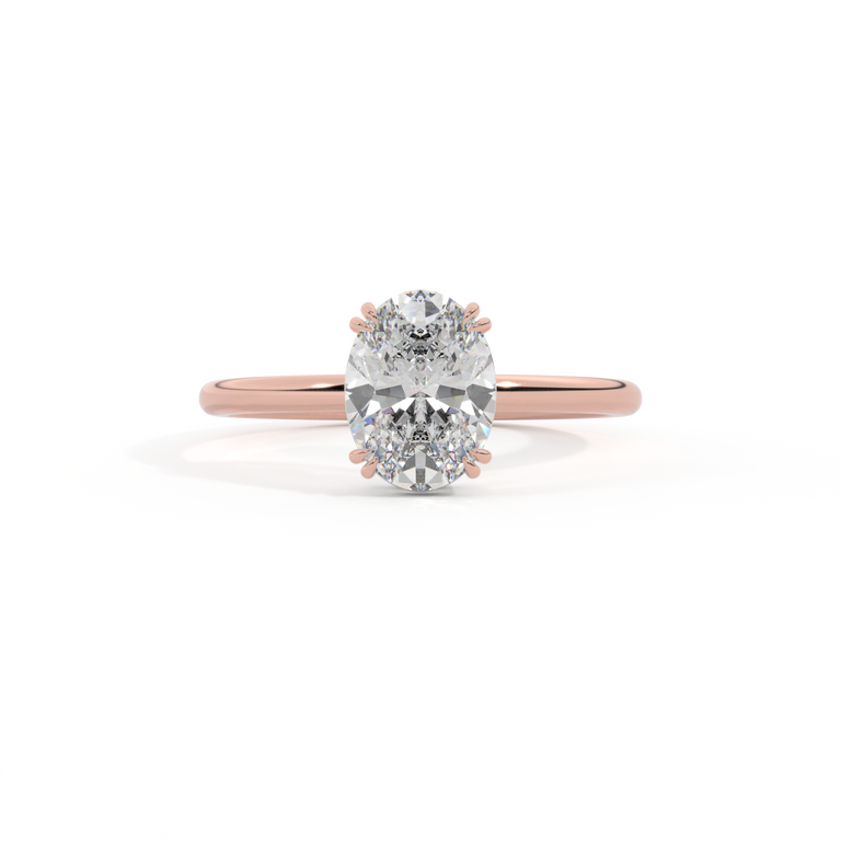 Lab Grown Diamond Solitaire Oval Cut 18k Rose Gold Ring