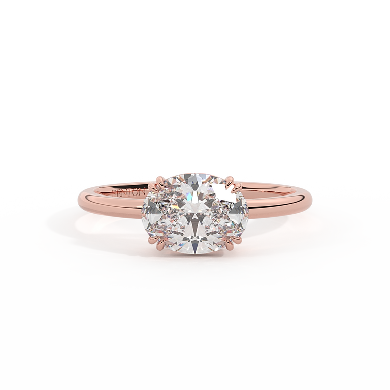 Lab Grown Diamond Solitaire Oval Cut 18k Rose Gold Ring