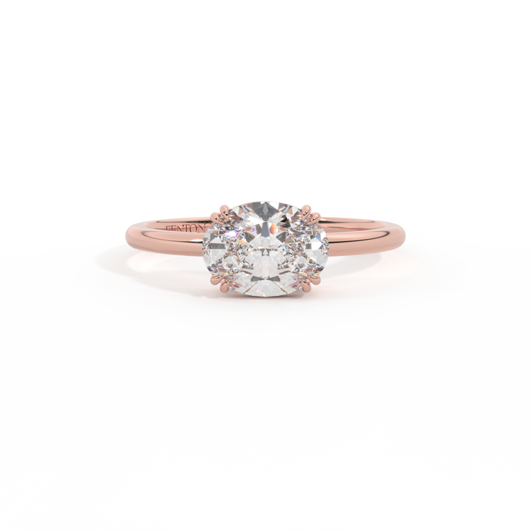 Lab Grown Diamond Solitaire Oval Cut 18k Rose Gold Ring