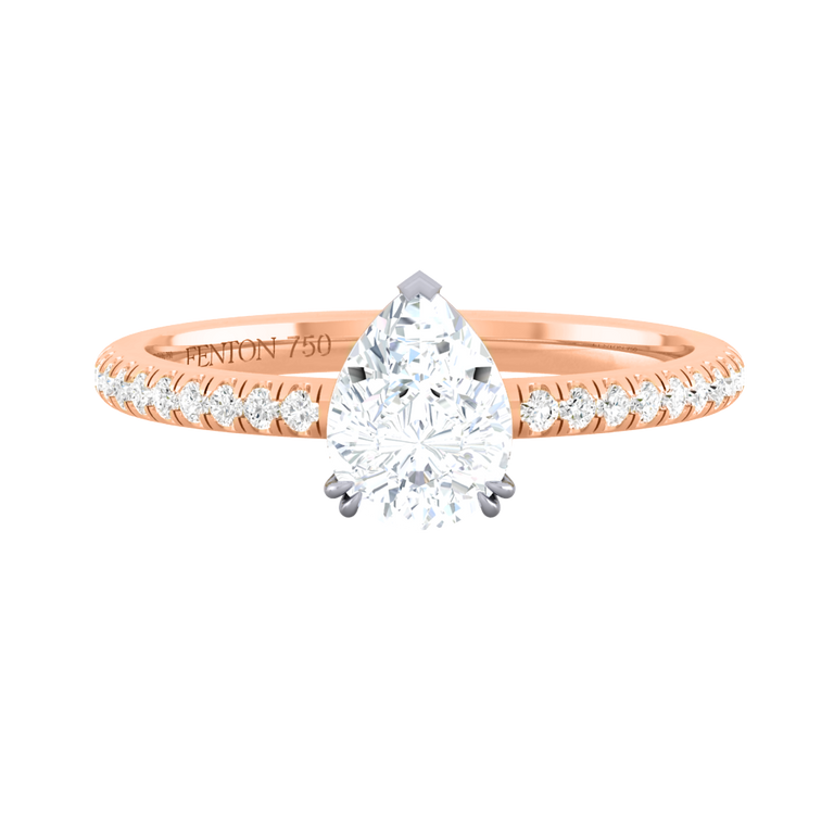 Naturally Mined Diamond Solitaire 18K Rose Gold Ring (Diamond Pavé) (IGI 627420343)