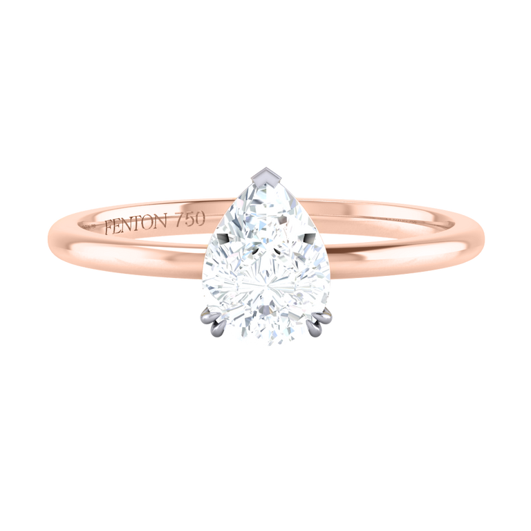 Naturally Mined Diamond Solitaire 18K Rose Gold Ring (IGI 627420343)