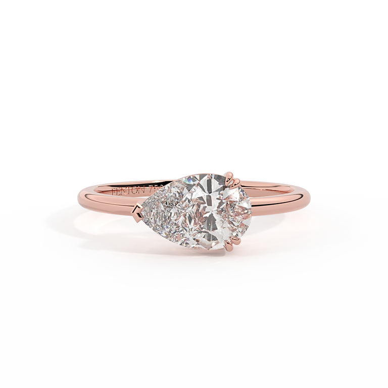 Lab Grown Diamond Solitaire Pear Cut 18k Rose Gold Ring