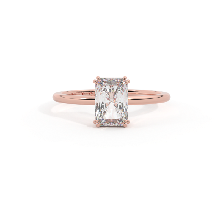 Lab Grown Diamond Solitaire Radiant Cut 18k Rose Gold Ring