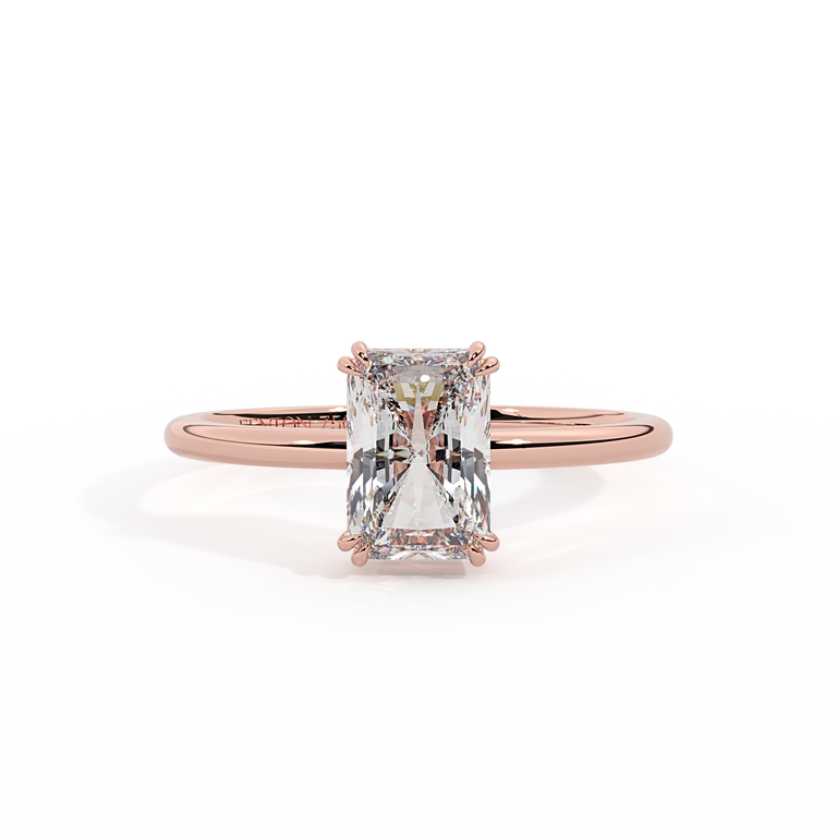 Lab Grown Diamond Solitaire Radiant Cut 18k Rose Gold Ring