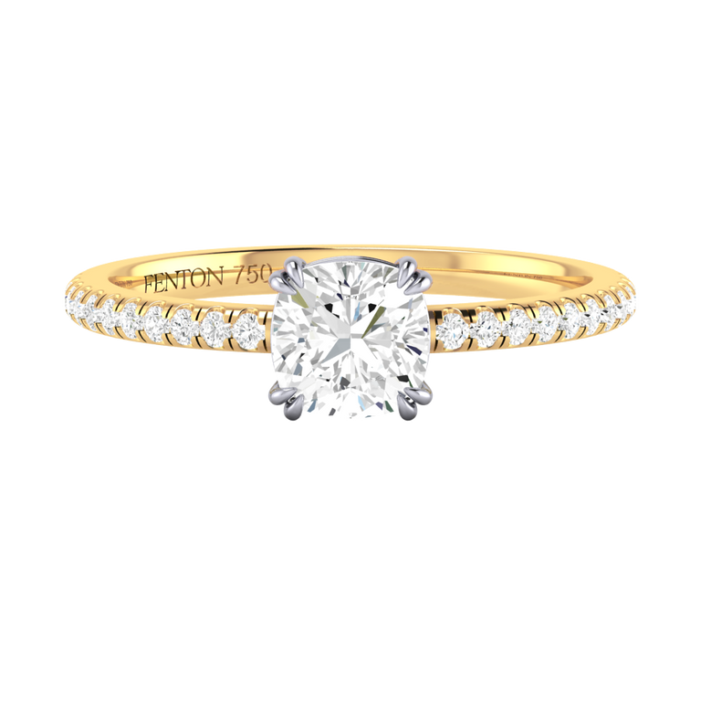 Naturally Mined Diamond Solitaire 18K Yellow Gold Ring (Diamond Pavé) (GIA 6465185788)