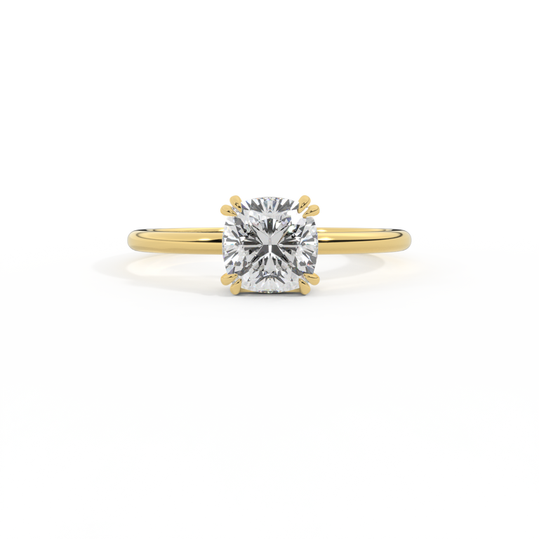 Naturally Mined Diamond Solitaire 18K Yellow Gold Ring (Diamond Pavé) (GIA 5516931498)