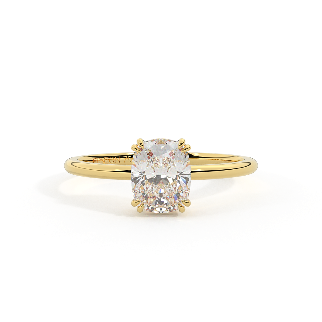 Lab Grown Diamond Solitaire Elongated Cushion Cut 18k Yellow Gold Ring