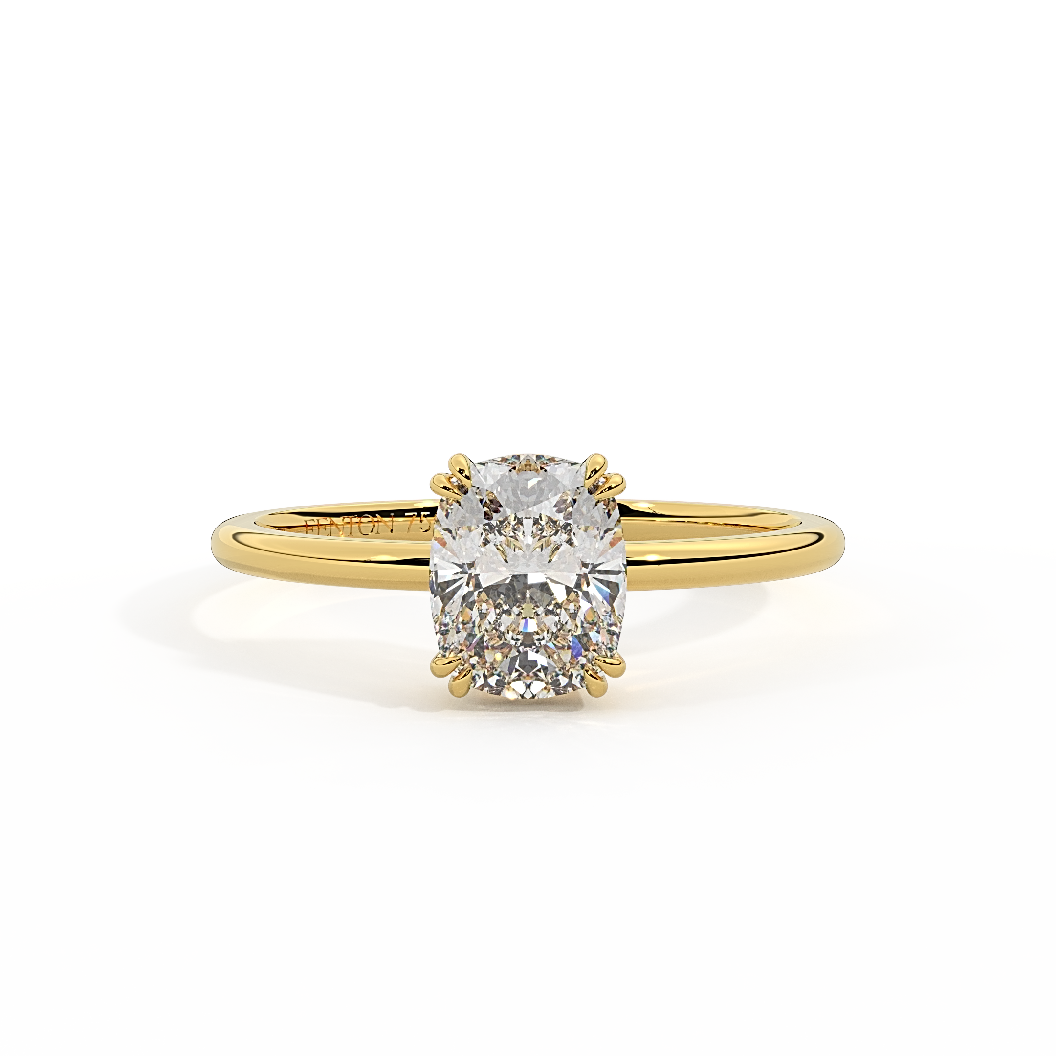 Lab Grown Diamond Solitaire Elongated Cushion Cut 18k Yellow Gold Ring