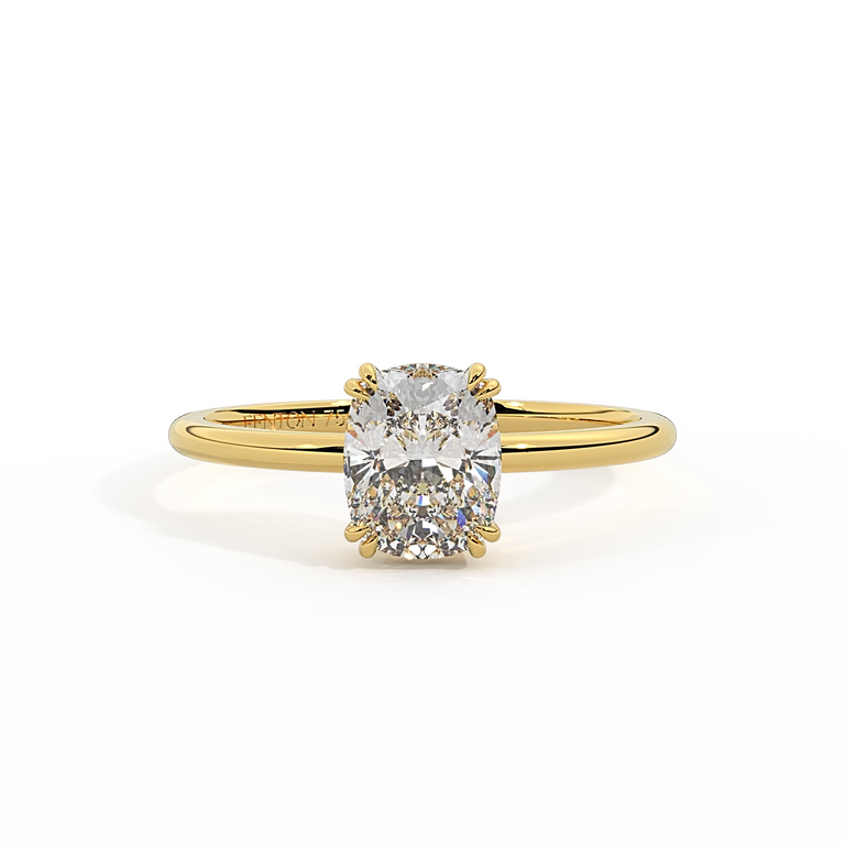 Lab Grown Diamond Solitaire Elongated Cushion Cut 18k Yellow Gold Ring