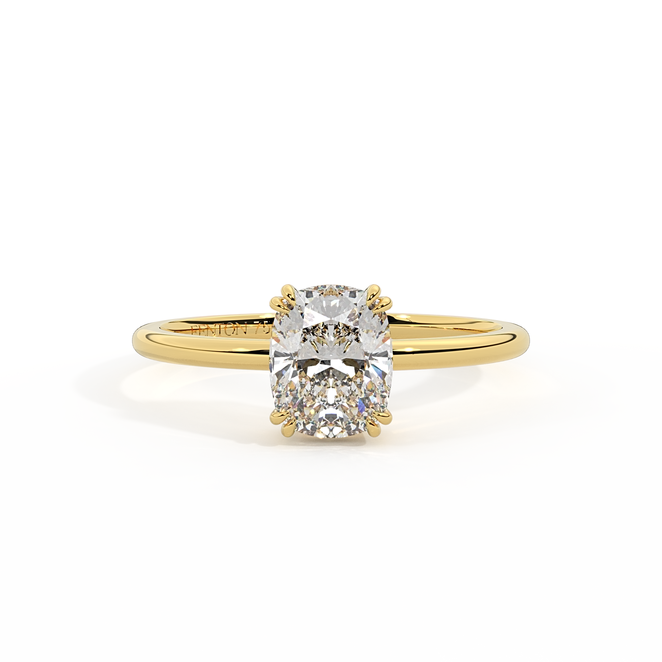 Lab Grown Diamond Solitaire Elongated Cushion Cut 18k Yellow Gold Ring