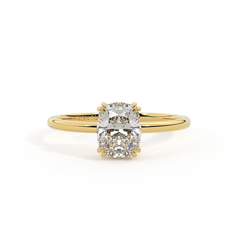 Lab Grown Diamond Solitaire Elongated Cushion Cut 18k Yellow Gold Ring