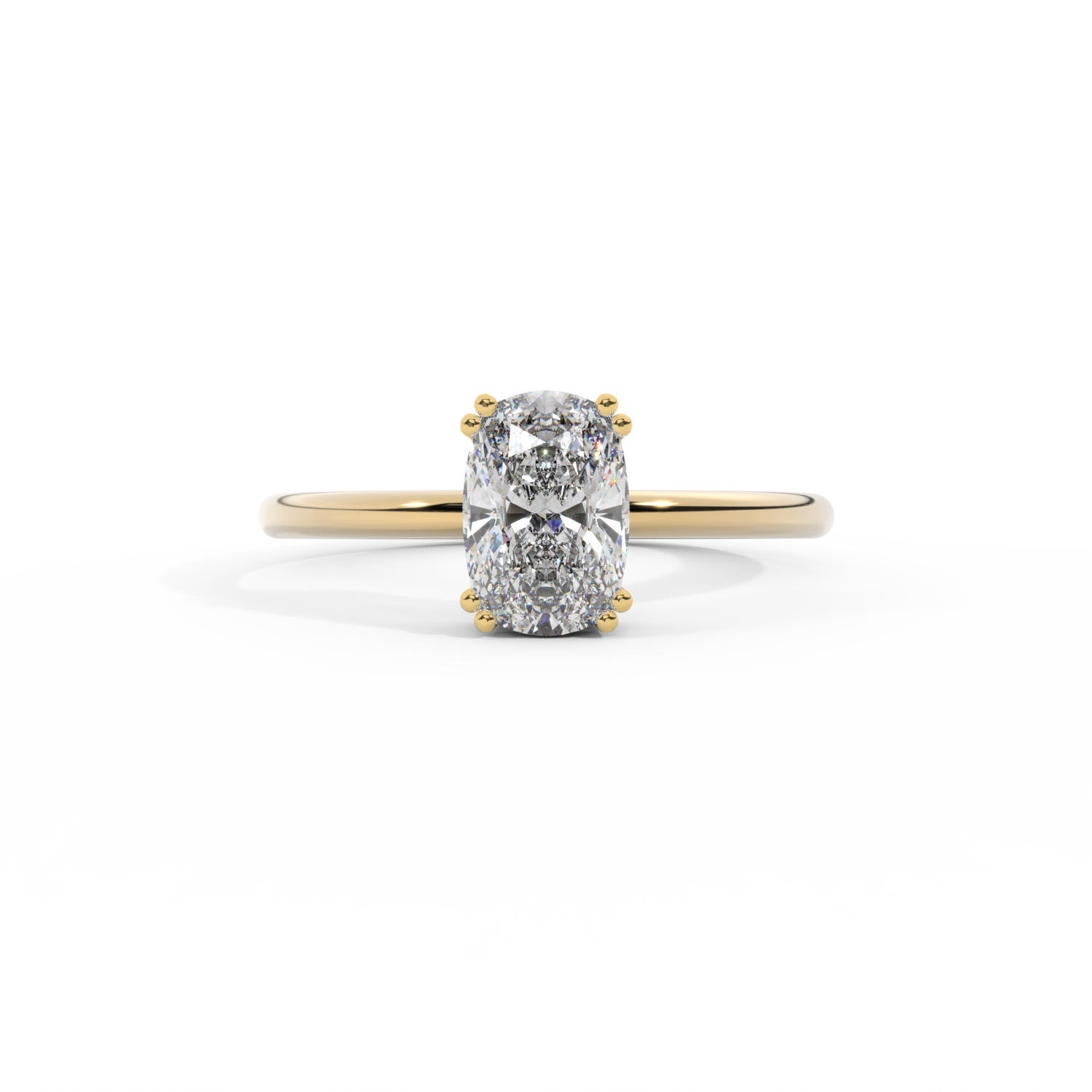 Lab Grown Diamond Solitaire Elongated Cushion Cut 18k Yellow Gold Ring