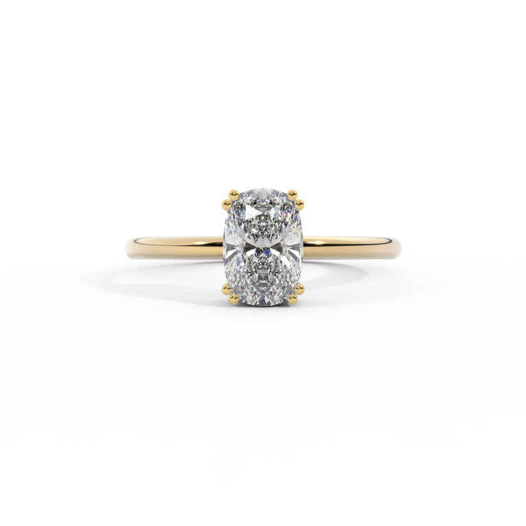 Lab Grown Diamond Solitaire Elongated Cushion Cut 18k Yellow Gold Ring