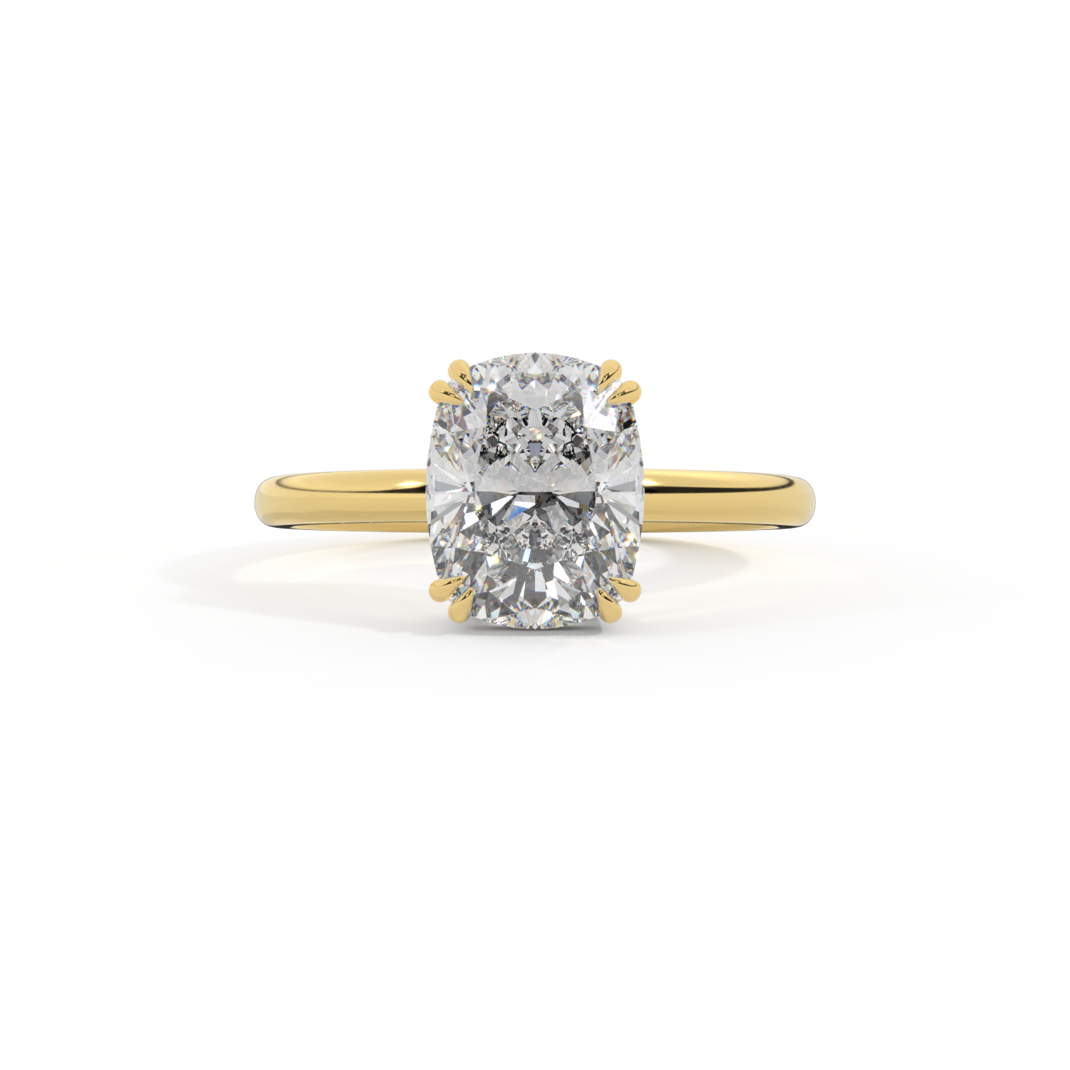 Lab Grown Diamond Solitaire Elongated Cushion Cut 18k Yellow Gold Ring