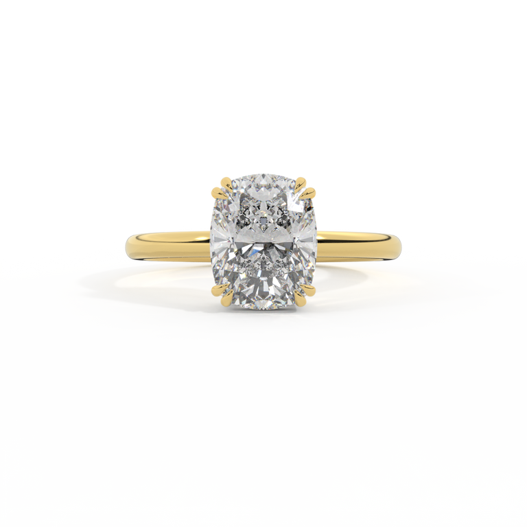 Treasure Box Lab Grown Diamond Solitaire Elongated Cushion 18k Yellow Gold 2ct