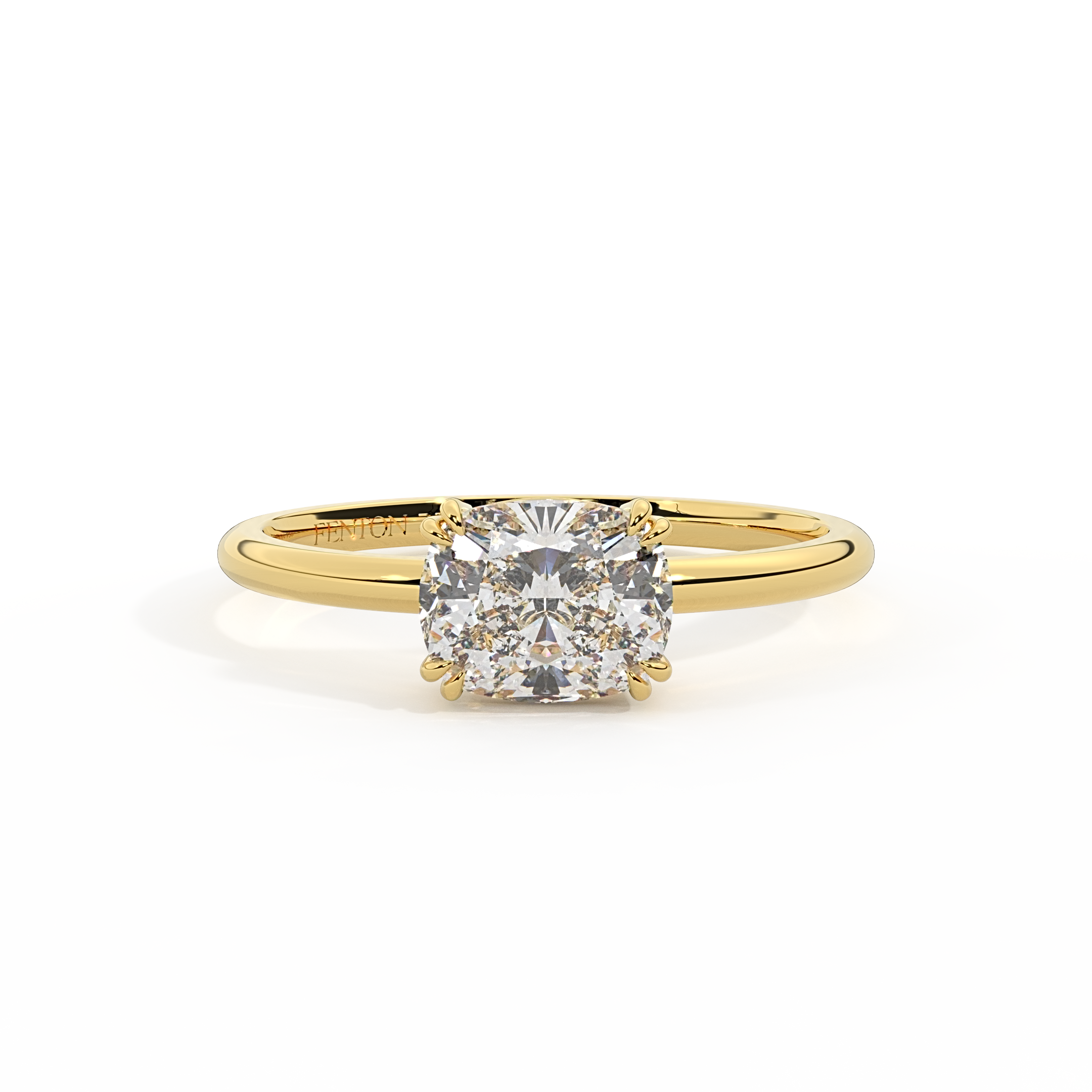 Lab Grown Diamond Solitaire Elongated Cushion Cut 18k Yellow Gold Ring