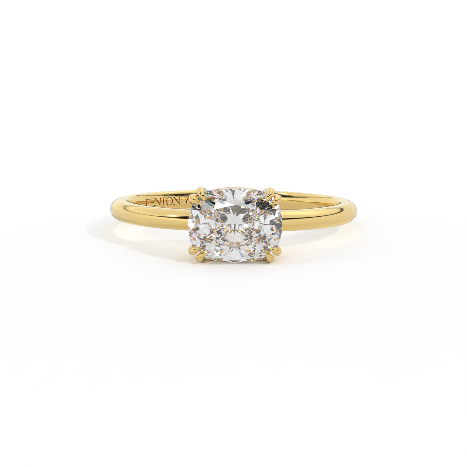 Lab Grown Diamond Solitaire Elongated Cushion Cut 18k Yellow Gold Ring
