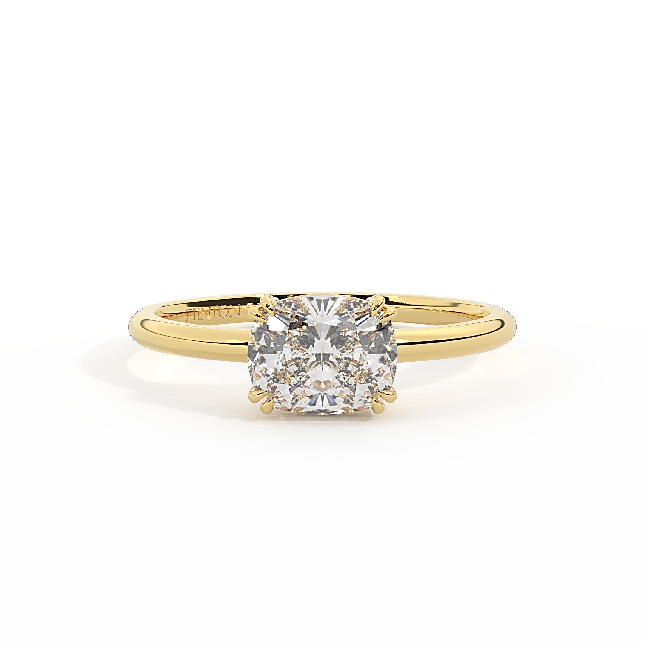 Lab Grown Diamond Solitaire Elongated Cushion Cut 18k Yellow Gold Ring