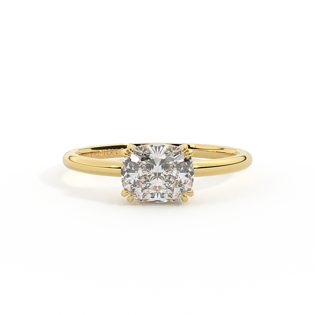 Lab Grown Diamond Solitaire Elongated Cushion Cut 18k Yellow Gold Ring