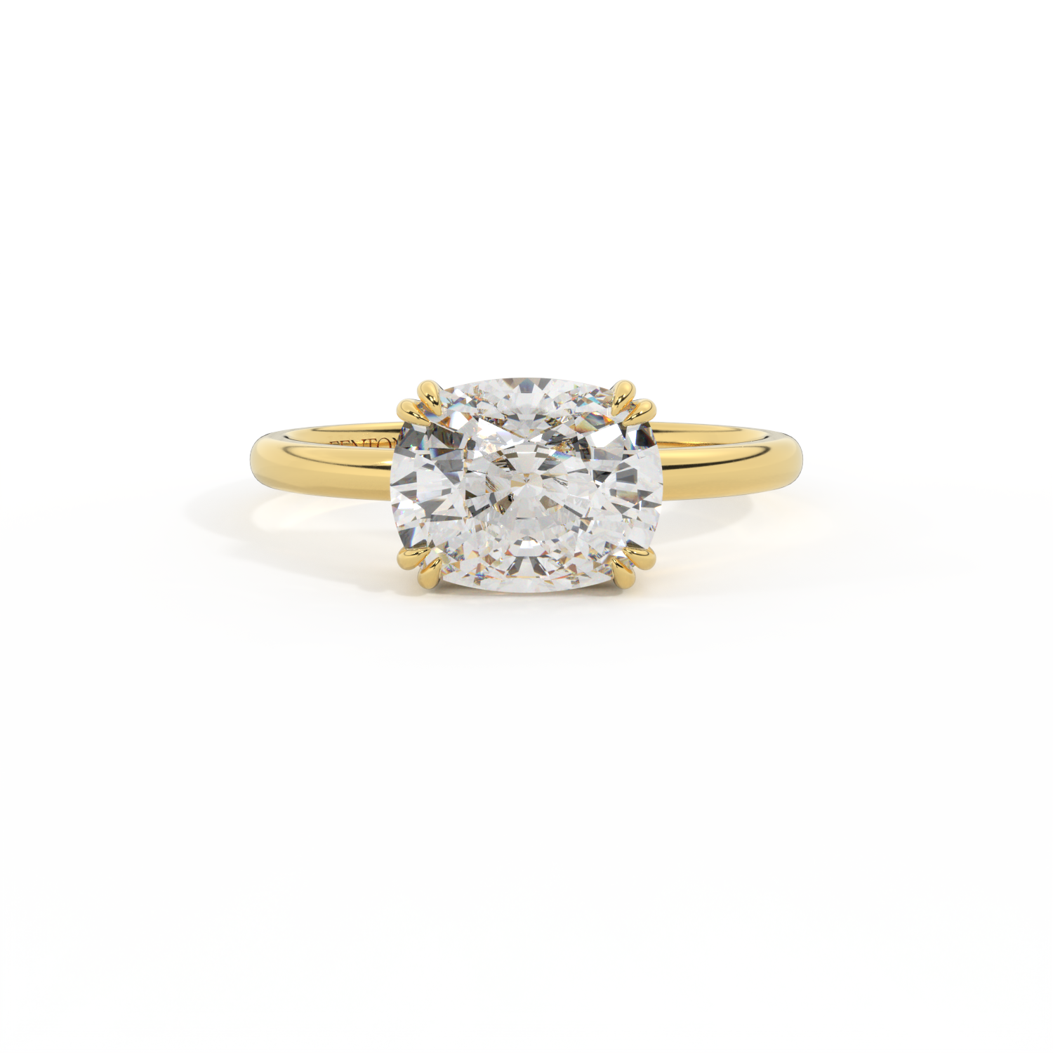 Lab Grown Diamond Solitaire Elongated Cushion Cut 18k Yellow Gold Ring