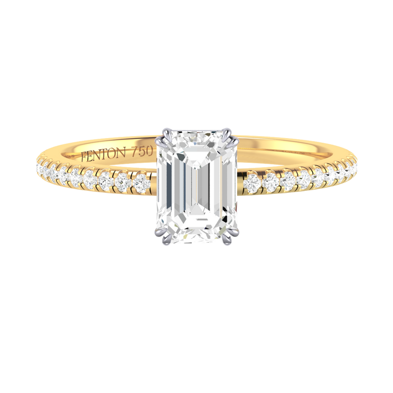 Naturally Mined Diamond Solitaire 18K Yellow Gold Ring (Diamond Pavé) (GIA 6435613370)