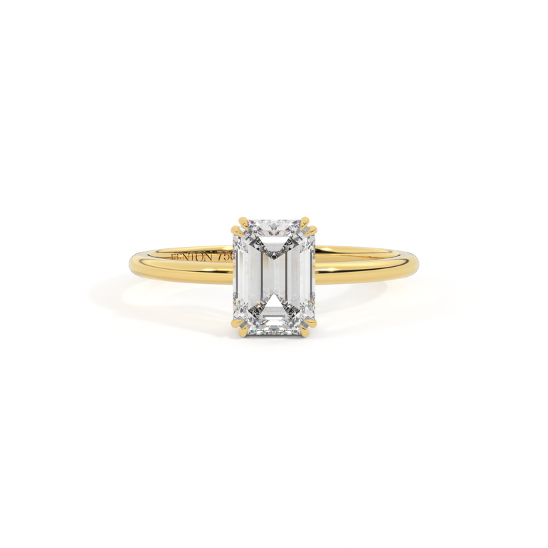 Lab Grown Diamond Solitaire Emerald Cut 18k Yellow Gold Ring