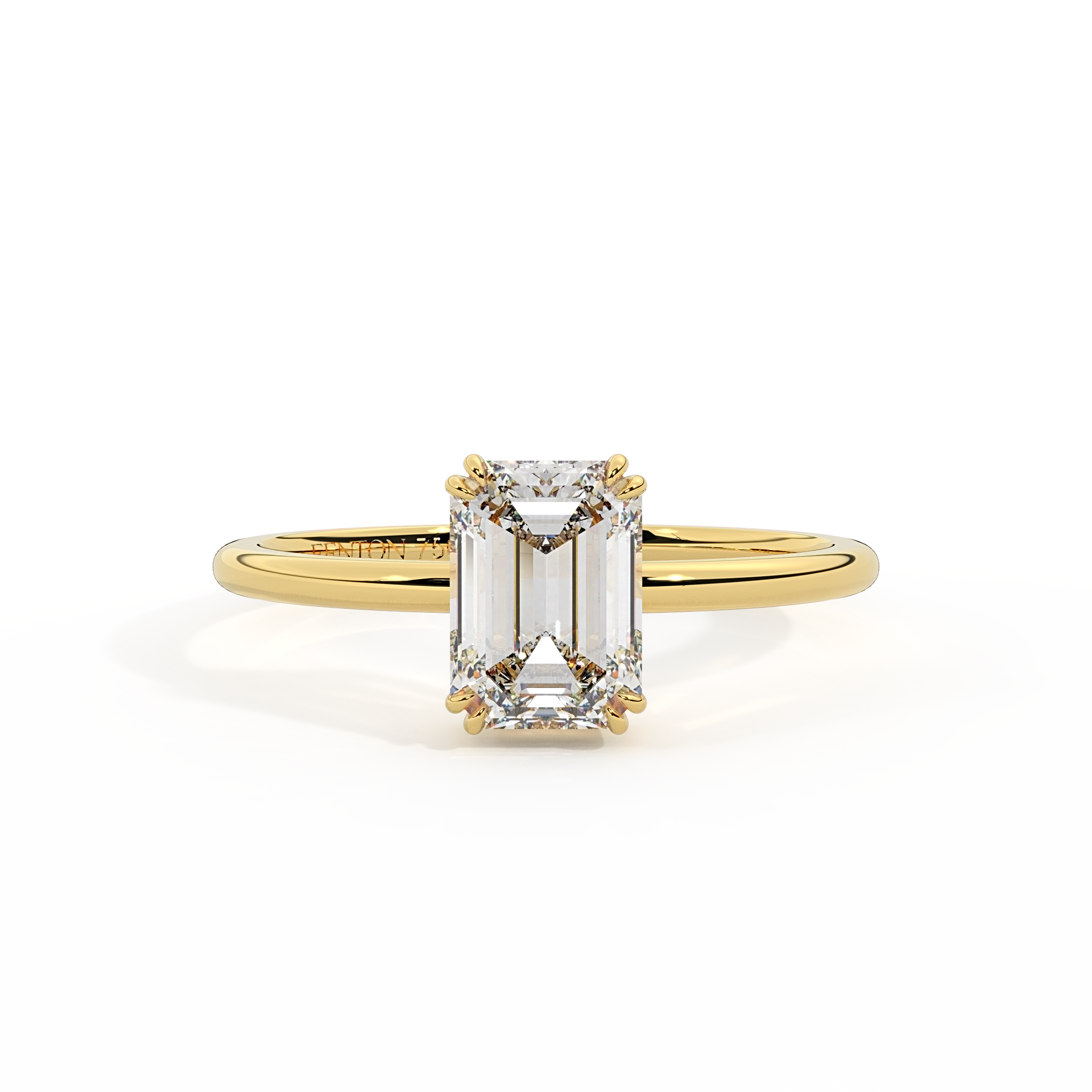 Lab Grown Diamond Solitaire Emerald Cut 18k Yellow Gold Ring