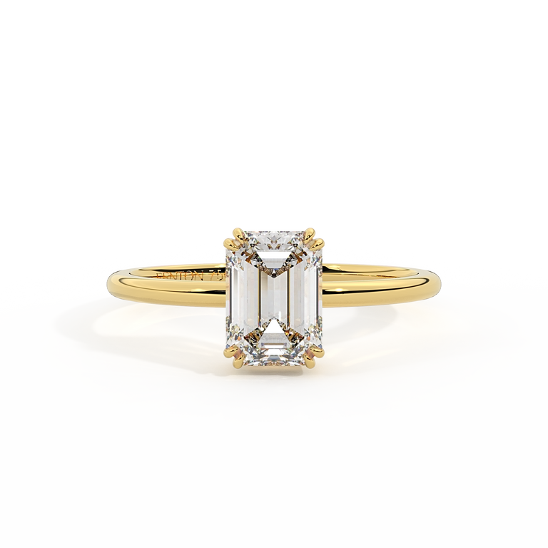 Lab Grown Diamond Solitaire Emerald Cut 18k Yellow Gold Ring