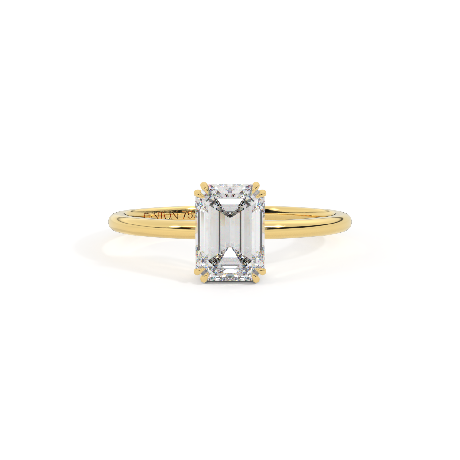 Lab Grown Diamond Solitaire Emerald Cut 18k Yellow Gold Ring