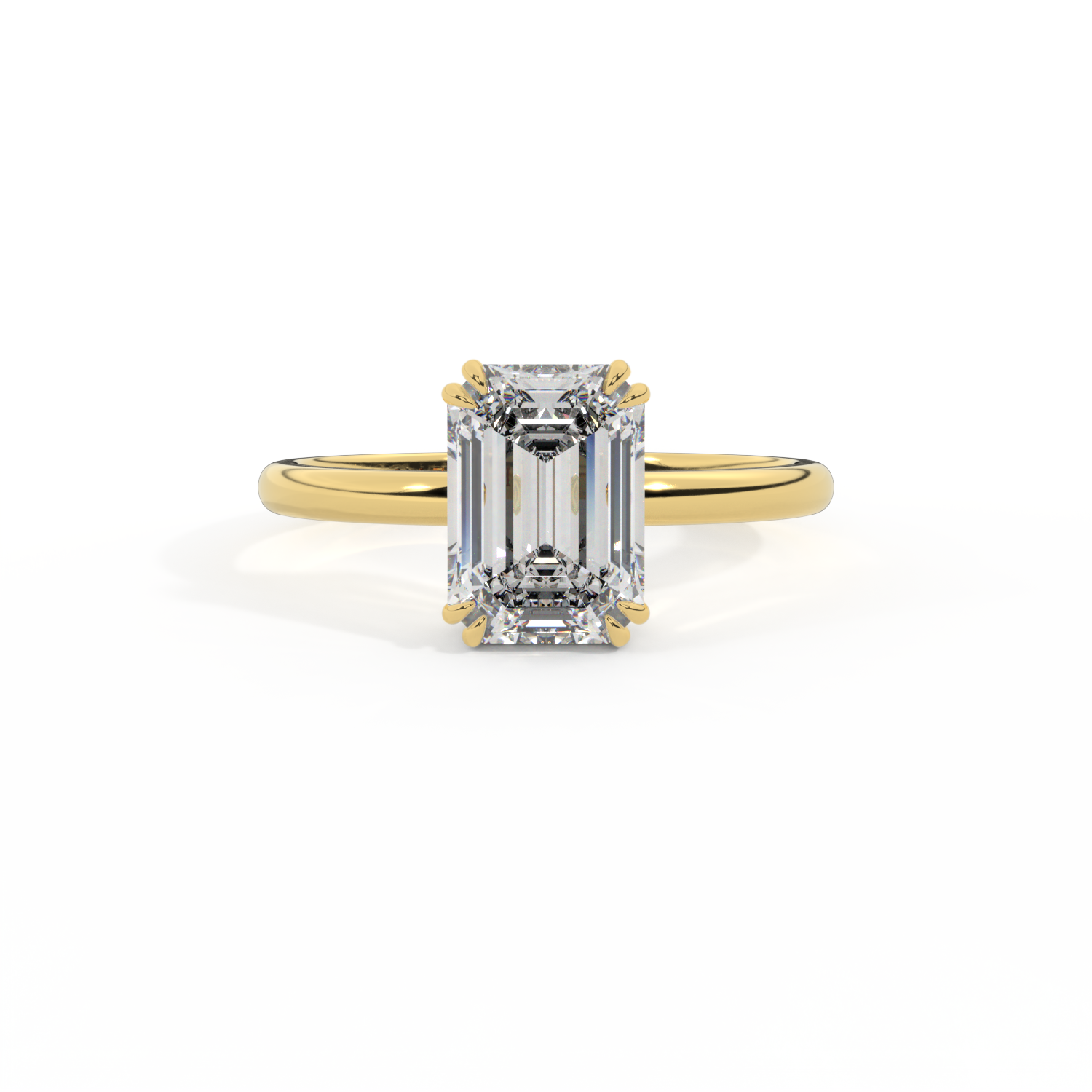 Lab Grown Diamond Solitaire Emerald Cut 18k Yellow Gold Ring