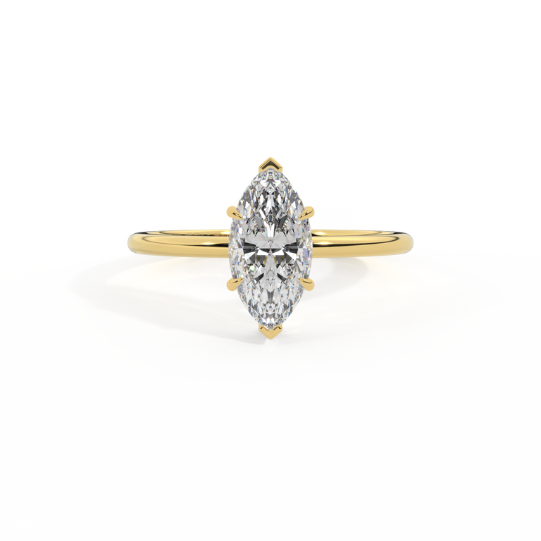 Lab Grown Diamond Solitaire Marquise Cut 18k Yellow Gold Ring