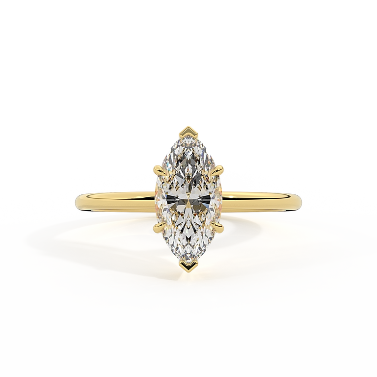 Lab Grown Diamond Solitaire Marquise Cut 18k Yellow Gold Ring