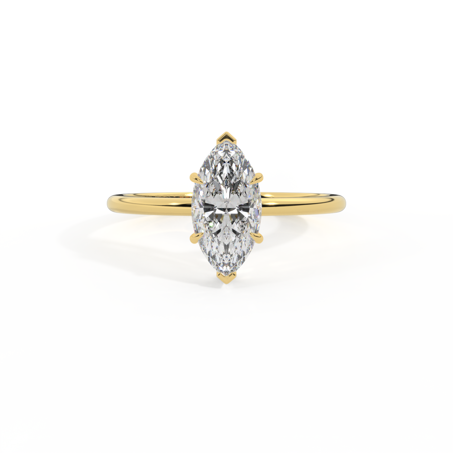 Lab Grown Diamond Solitaire Marquise Cut 18k Yellow Gold Ring