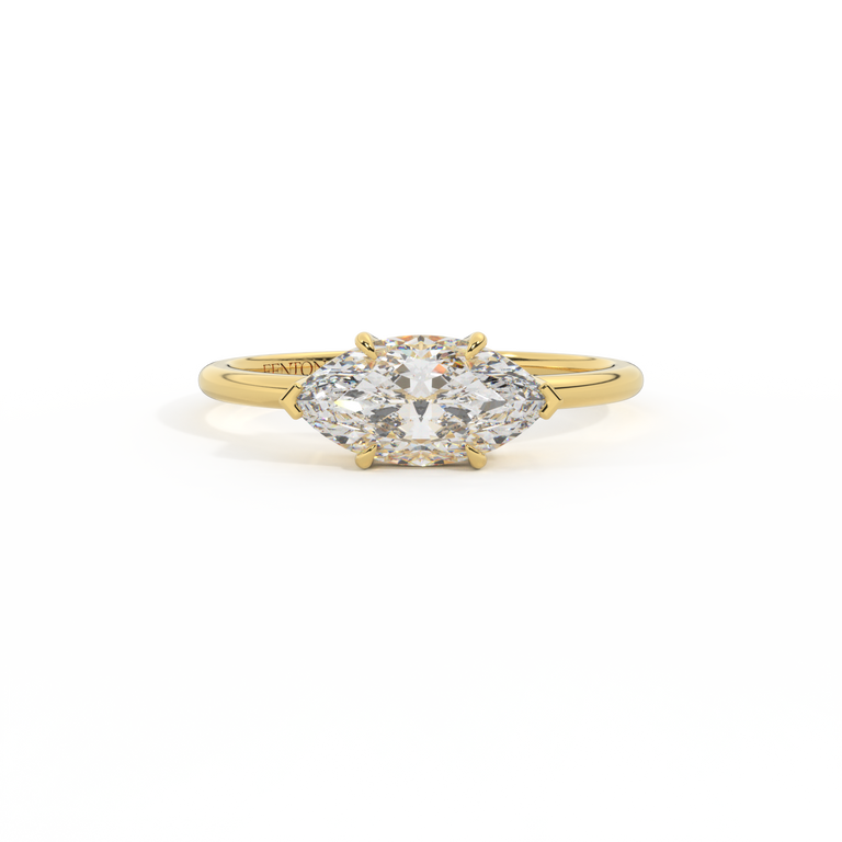 Naturally Mined Diamond Solitaire Marquise Cut 18k Yellow Gold Ring