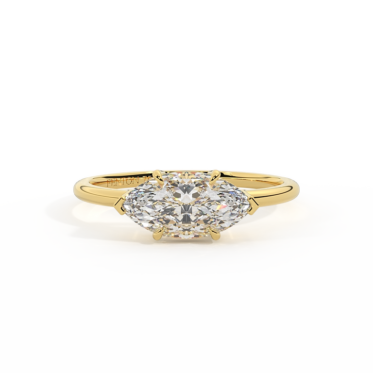 Lab Grown Diamond Solitaire Marquise Cut 18k Yellow Gold Ring