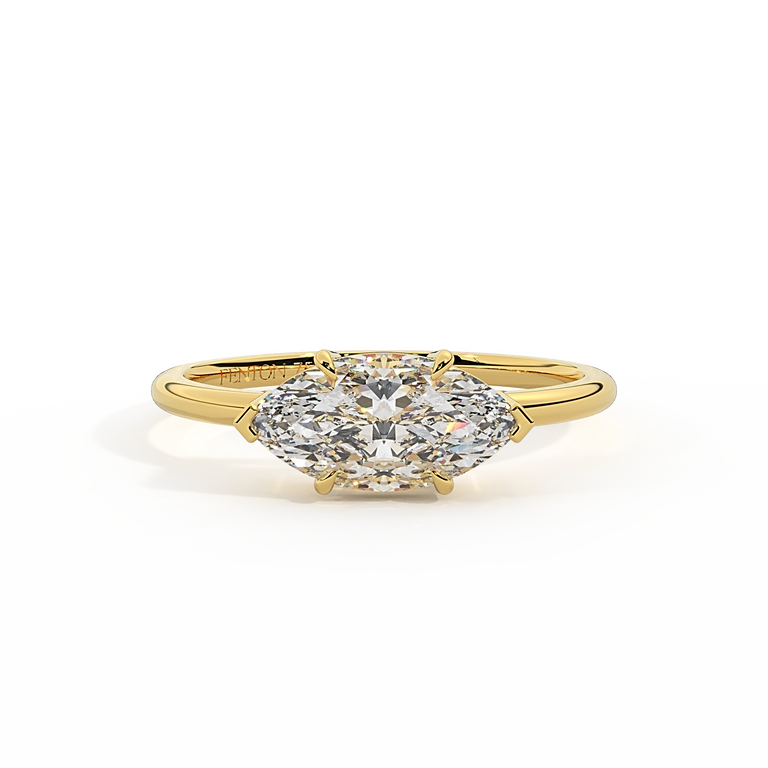 Lab Grown Diamond Solitaire Marquise Cut 18k Yellow Gold Ring