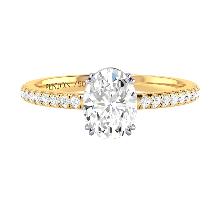 Naturally Mined Diamond Solitaire 18K Yellow Gold Ring (Diamond Pavé) (GIA 2497640637)