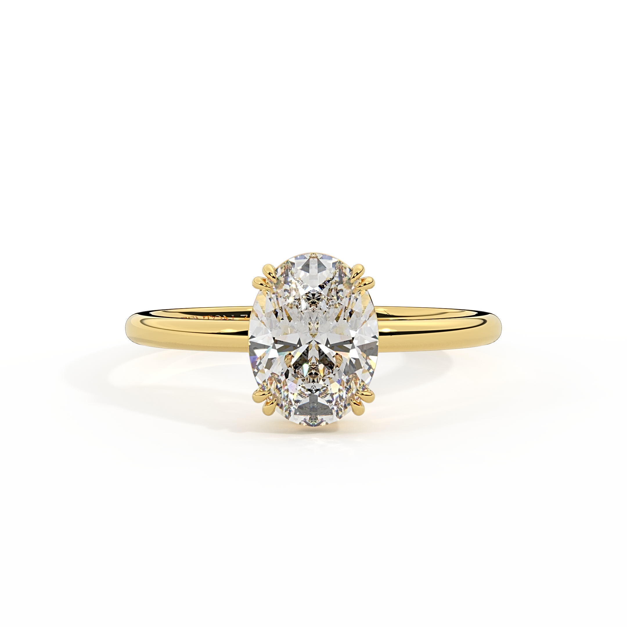 Lab Grown Diamond Solitaire Oval Cut 18k Yellow Gold Ring