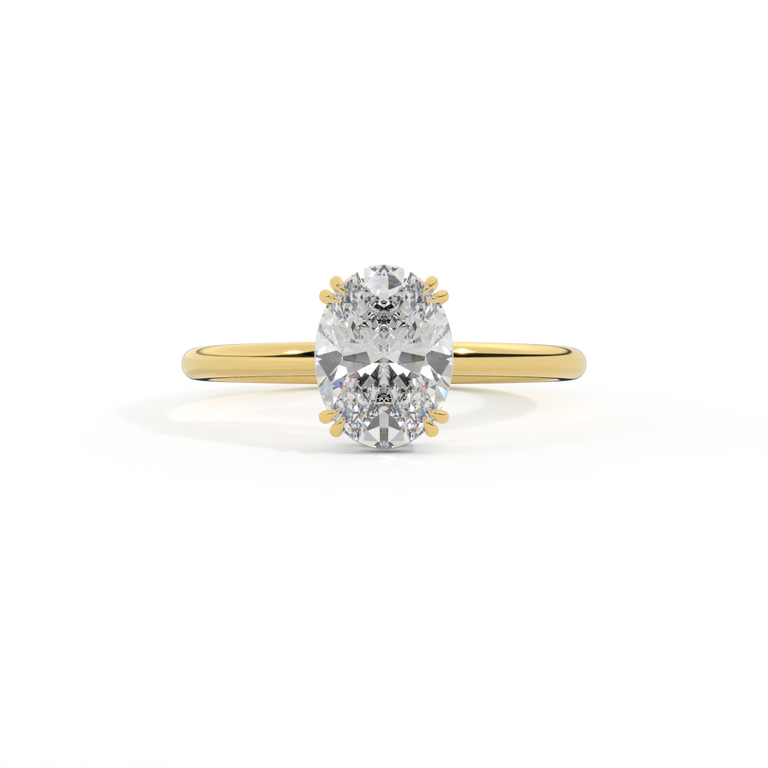 Lab Grown Diamond Solitaire Oval Cut 18k Yellow Gold Ring