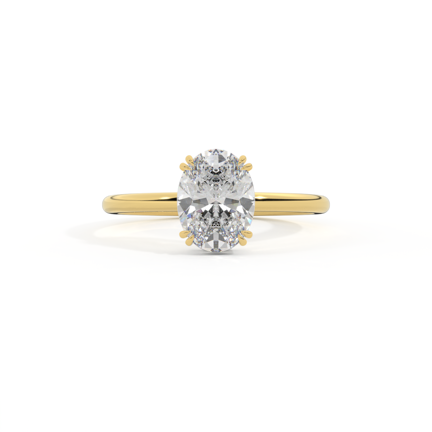 Lab Grown Diamond Solitaire Oval Cut 18k Yellow Gold Ring