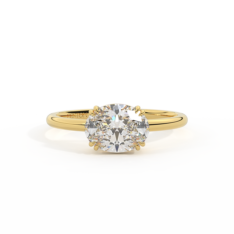 Lab Grown Diamond Solitaire Oval Cut 18k Yellow Gold Ring