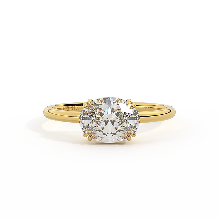Lab Grown Diamond Solitaire Oval Cut 18k Yellow Gold Ring