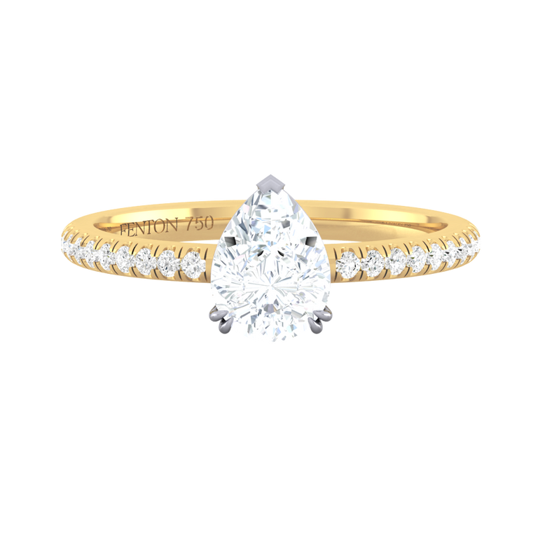 Naturally Mined Diamond Solitaire 18K Yellow Gold Ring (Diamond Pavé) (GIA 5446593557)