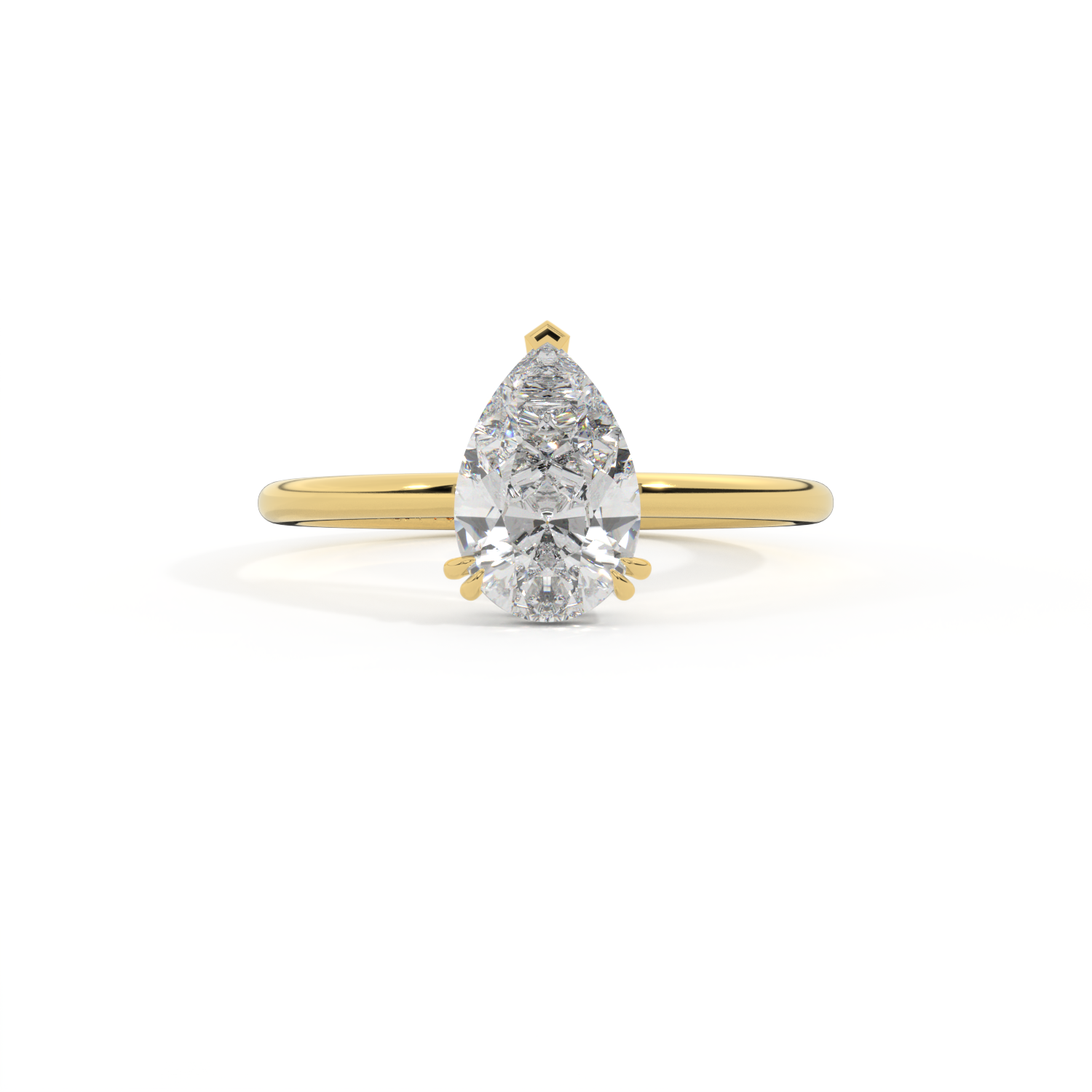 Lab Grown Diamond Solitaire Pear Cut 18k Yellow Gold Ring