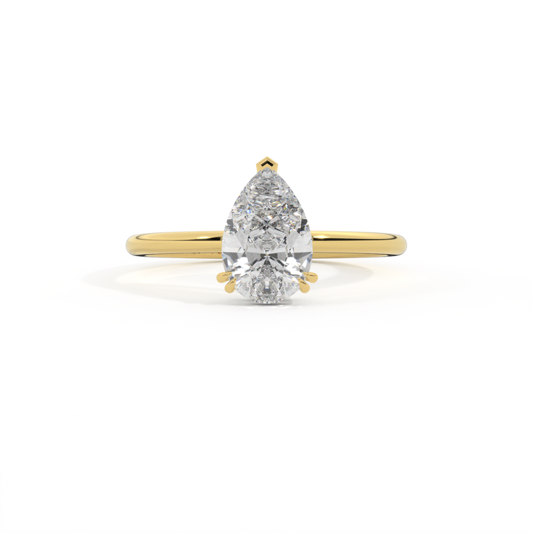 Lab Grown Diamond Solitaire Pear Cut 18k Yellow Gold Ring