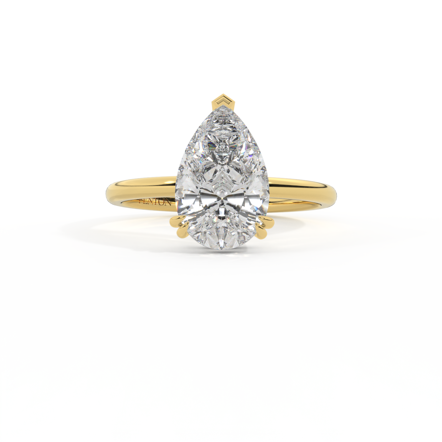 Lab Grown Diamond Solitaire Pear Cut 18k Yellow Gold Ring
