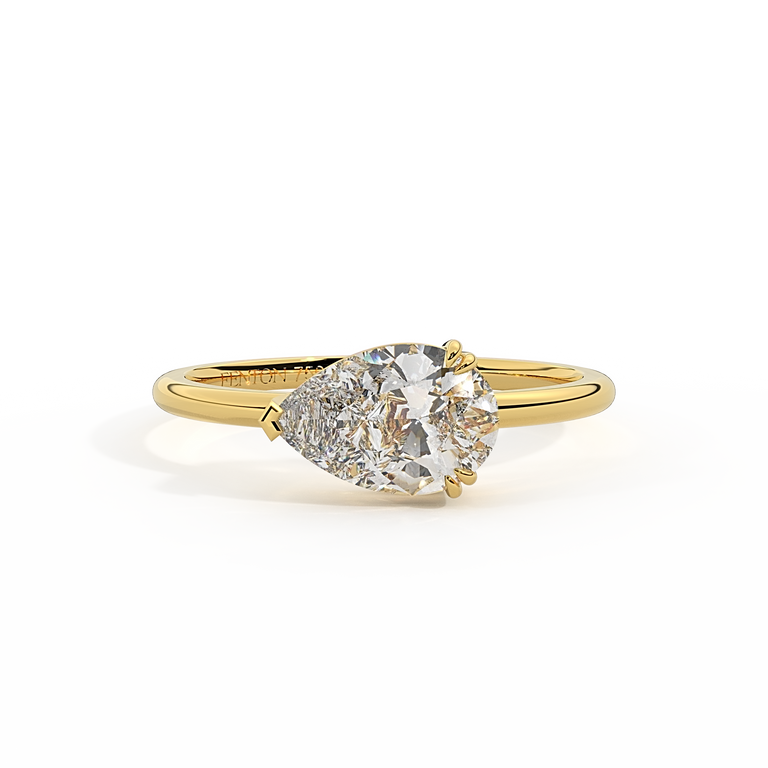 Lab Grown Diamond Solitaire Pear Cut 18k Yellow Gold Ring